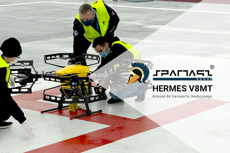 Dronoid Hermes V8MT z sukcesem wykonał pierwszy, historyczny lot nad Warszawą, przenosząc próbki do badań na wirusa COVID-19 między szpitalami